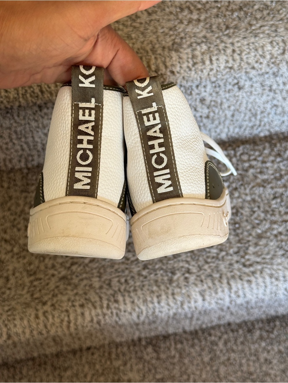 Michael Kors White and Olive High-Top Sneakers with Gold Accents Womens size 6 - Picture 3 of 8